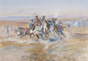 Charles M. Russell - Attack on the Red River Carts, 1903