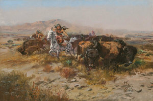 Charles M. Russell - The Buffalo Hunt [Wild Meat for Wild Men], 1899