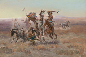 Charles M. Russell - When Blackfeet and Sioux Meet, 1908