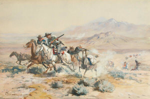 Charles M. Russell - On the Attack, 1901