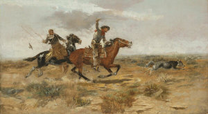 Charles M. Russell - Cowboy Sport – Roping a Wolf, 1890