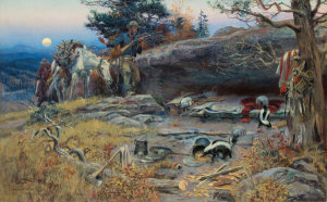 Charles M. Russell - Man’s Weapons Are Useless When Nature Goes Armed, 1916