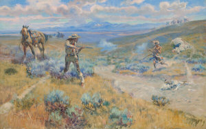Charles M. Russell - Buffalo Bill’s Duel With Yellowhand, 1917