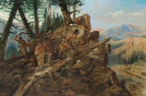 Charles M. Russell - Plunder on the Horizon [Indians Discover Prospectors], 1893