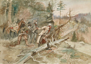 Charles M. Russell - Big Nose George and the Road Agents, 1895