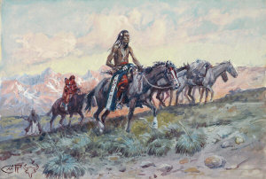 Charles M. Russell - His Wealth [Braves on the March], ca. 1910