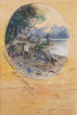 Charles M. Russell - Deer on Lake McDonald, 1909