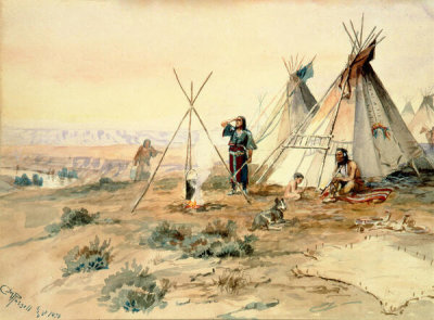 Charles M. Russell - Indian Camp, 1898