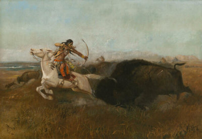 Charles M. Russell - Indians Hunting Buffalo, 1894