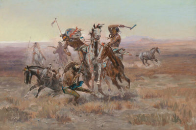 Charles M. Russell - When Blackfeet and Sioux Meet, 1908