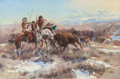 Charles M. Russell - Wounded [The Wounded Buffalo], 1909