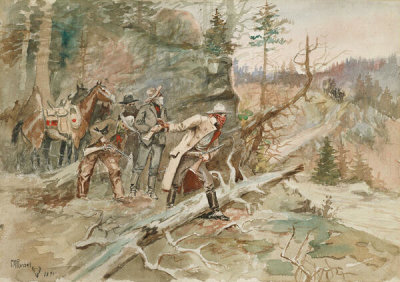 Charles M. Russell - Big Nose George and the Road Agents, 1895